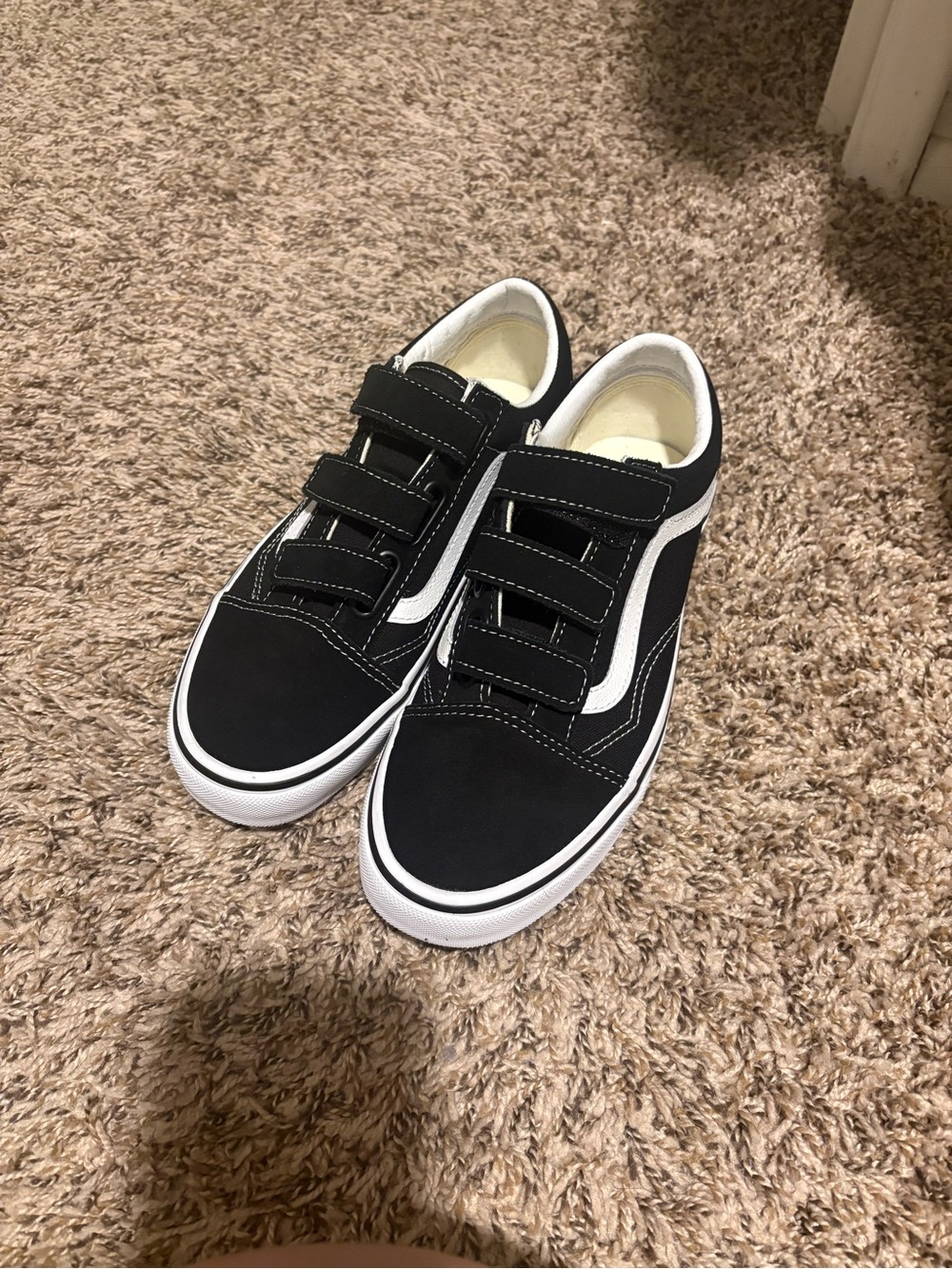 Vans Black and White Low-Top Sneakers with Velcro
